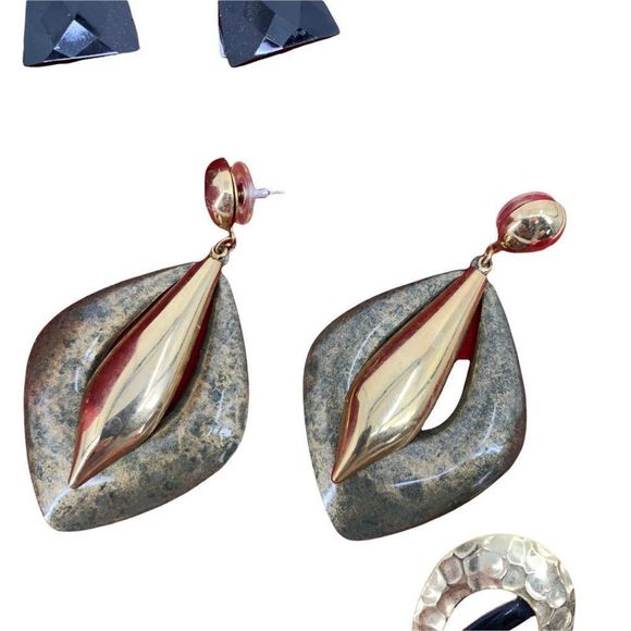 Lot of 5 Estate Bold Statement Earrings 1.5-3" Fashion Lightweight Necklace - Picture 2 of 10